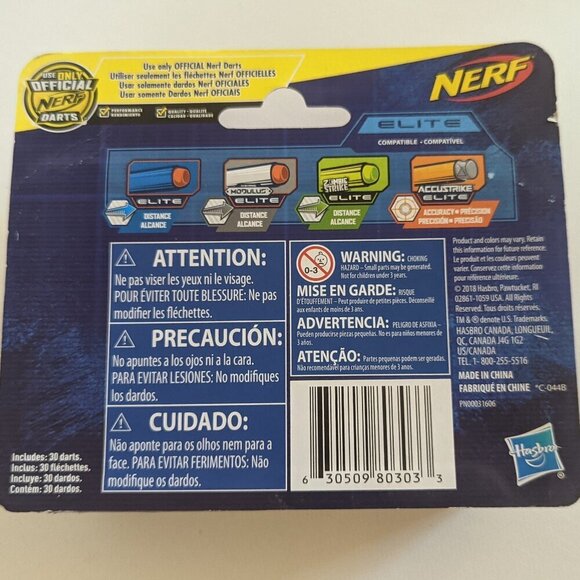 NWT Nerf 30X Elite Distance Foam Gun Blaster Darts Refill Pack Hasbro 85ft/26m - Picture 5 of 5